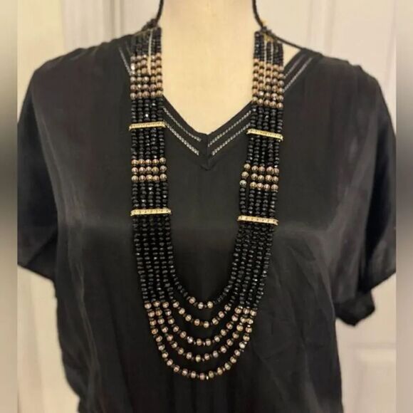 PAKISTANI INDIAN GORGEOUS‎ SPARKLY BRIDAL FORMAL LONG LAYERED NECKLACE MALA - Picture 5 of 9